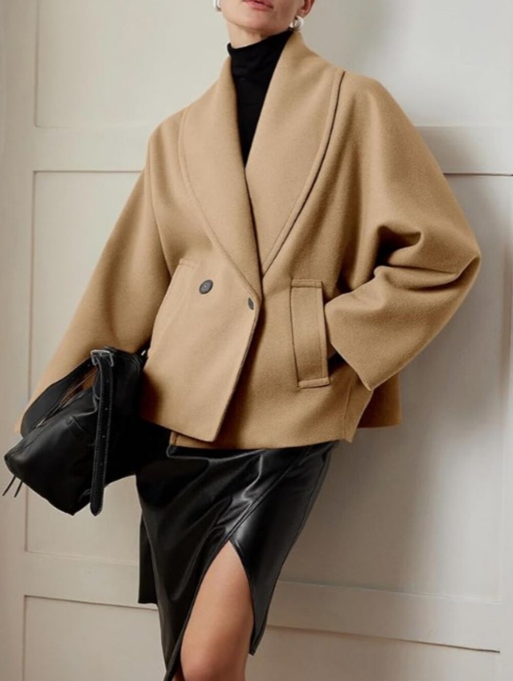 Yousify Camel Oversized Cropped Jacket Size XL NWT